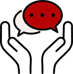 Illustration of hands holding a speech bubble