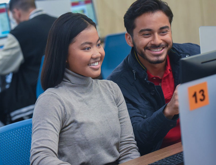 Students smiling during a campus event